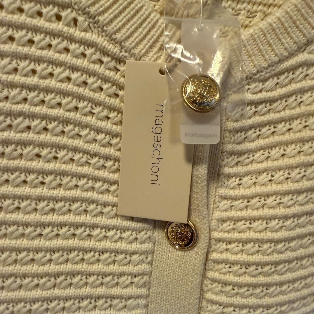 NWT Magaschoni Cream Sleeveless Knit Cardigan Vest, Size XL - Picture 7 of 8
